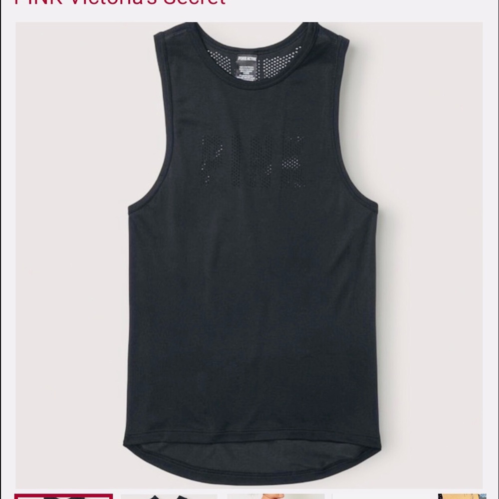 NWT VS pink seamless Featherweight tank in pure black with pink logo
